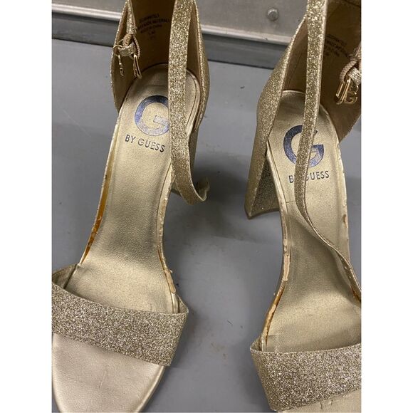 G by Guess Shantel Two-Piece Sandals Glitter Gold Pumps Size 6.5 - Picture 11 of 13